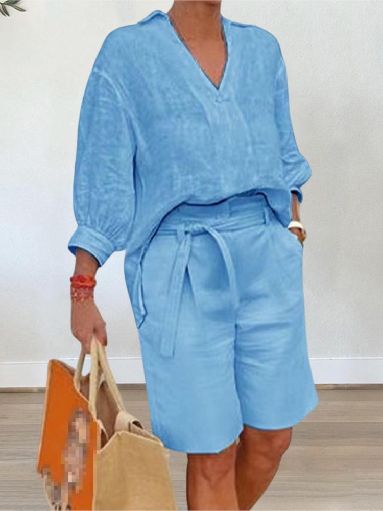 Women Suits Elegant Style Two  - Linen Shirt Breathable recension och pris