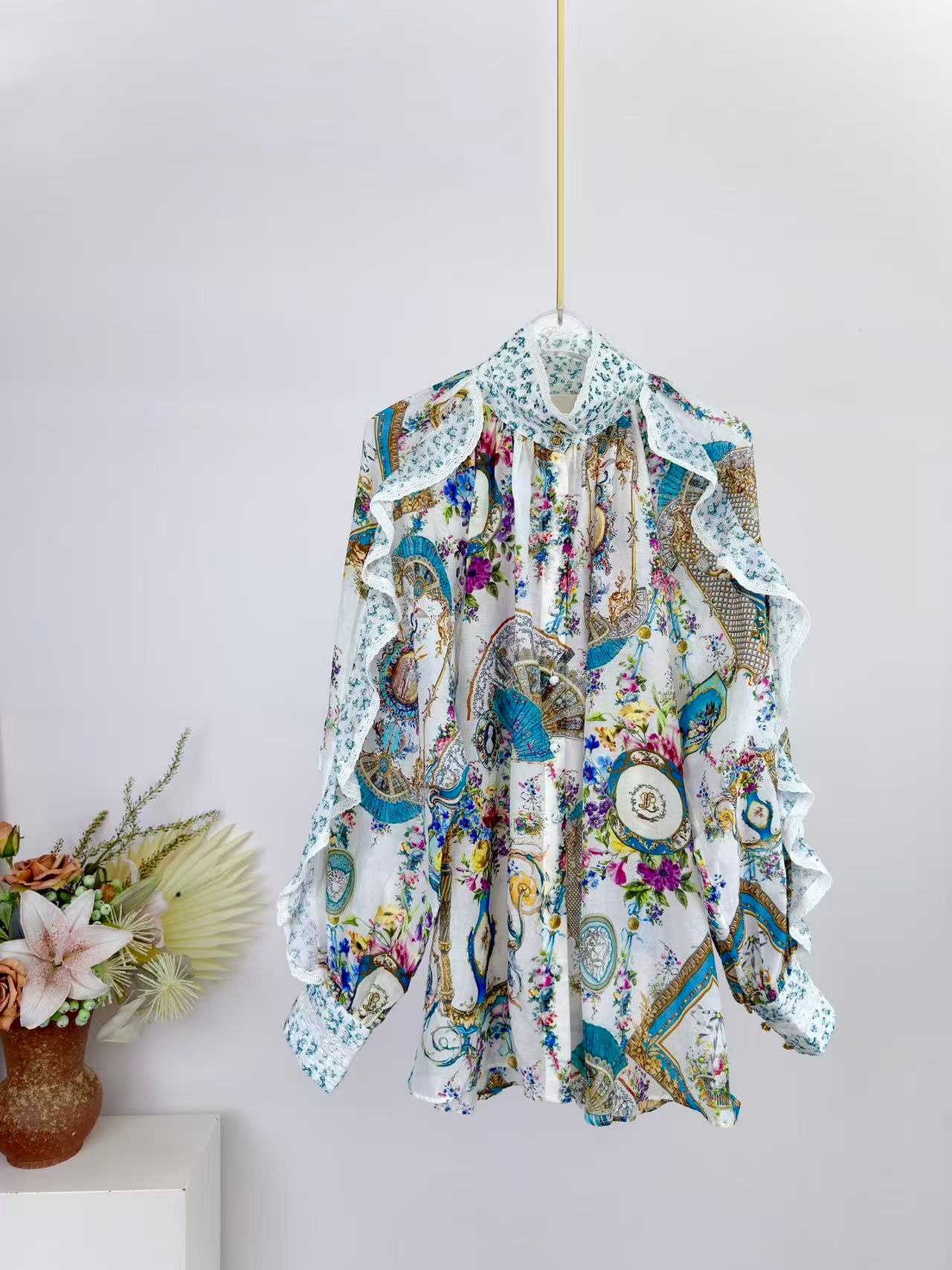 2026 Women Flower Print Set Cr - Linen Shirt Breathable recension och pris